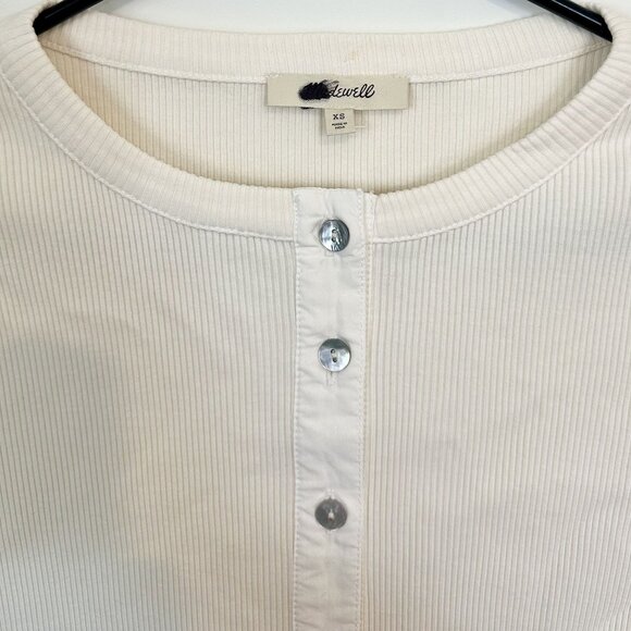 NWT Madewell Vintage Ivory Garment-Dyed Ribbed Cardigan Tee - Size: Extra Small - Picture 4 of 13
